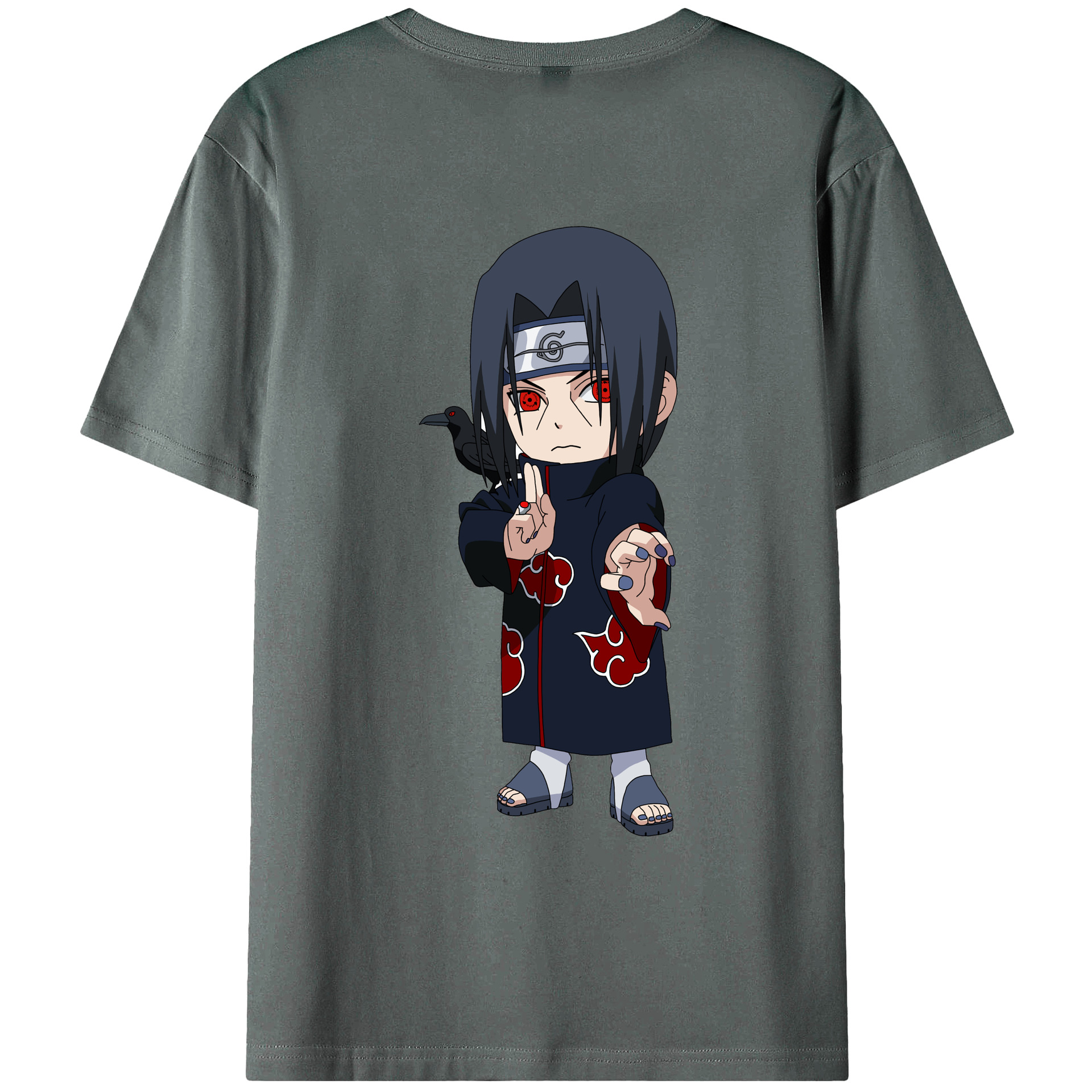 （画像用） NARUTO -ナルト- うちは イタチ Uchiha Itachi 綿100％ メンズ半袖Tシャツ（バックプリント） 通気性